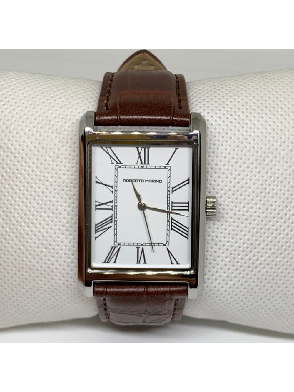Roberto Marino Men's classic Watch 30mm silver tone white dial quartz running